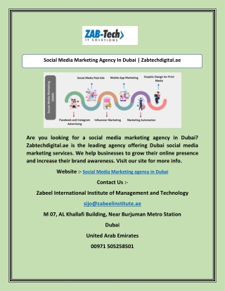 Social Media Marketing Agency In Dubai | Zabtechdigital.ae