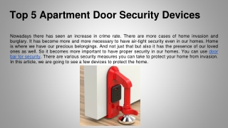 Top 5 Apartment Door Security Devices