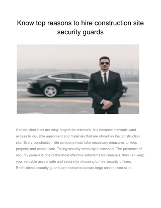 Know top reasons to hire construction site security guards (1)