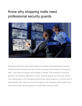 Know why shopping malls need professional security guards