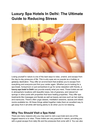 Luxury Spa Hotels_ The Ultimate Guide to Reducing Stress