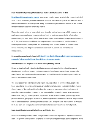 Bead-Based Flow Cytometry Market Status, Outlook & SWOT Analysis by 2029