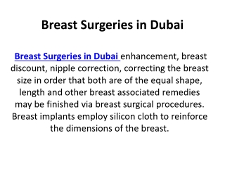 Breast Surgeries in Dubai