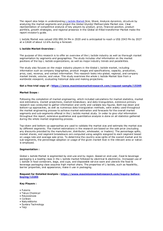 L lactide Market Industry Analysis and forecast (2021-2027