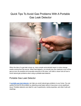 Tips To Avoid Gas Leaks With A Portable Leak Detector