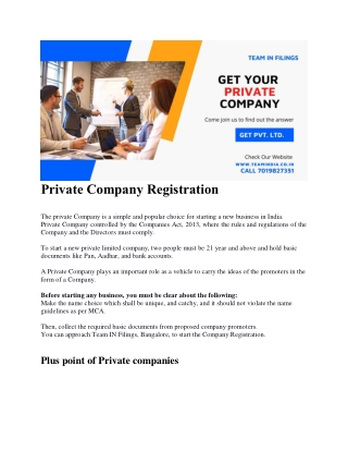 Private Company Registration