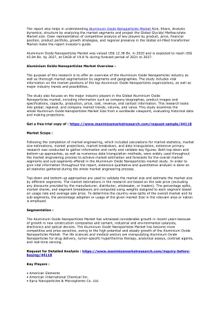 Aluminium Oxide Nanoparticles Market Show Incredible Growth by 2027