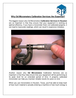 Why Od Micrometers Calibration Services Are Essential?