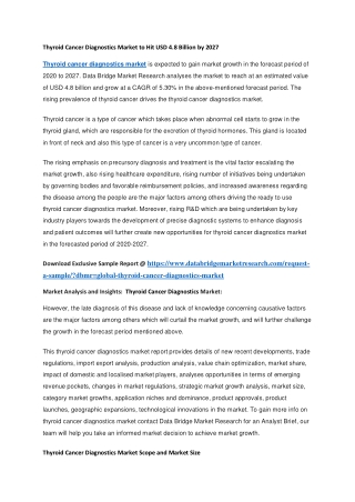 Thyroid Cancer Diagnostics Market to Hit USD 4.8 Billion by 2027