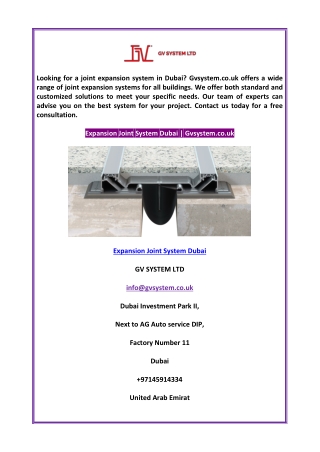 Expansion Joint System Dubai