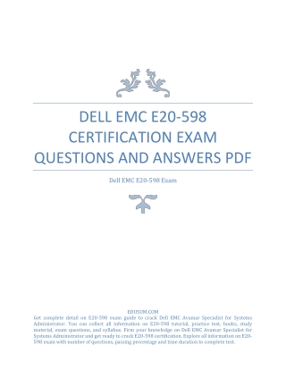 PDF---> Dell EMC E20-598 Certification Exam Questions and Answers