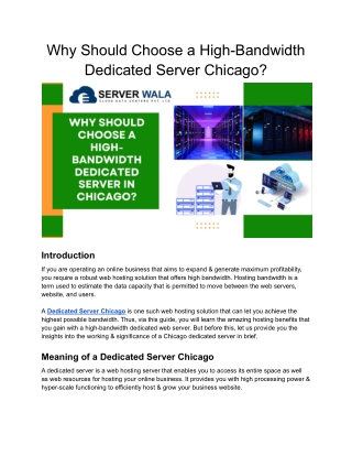 Why Should Choose a High-Bandwidth Dedicated Server Chicago_