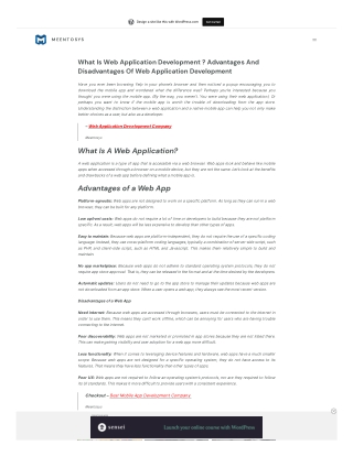 What Is Web Application Development  Advantages And Disadvantages Of Web Application Development