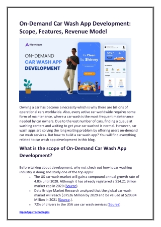 On-Demand Car Wash App Development: Scope, Features, Revenue Model