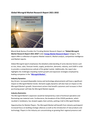 Global Microgrid Market Research Report 2021-2032