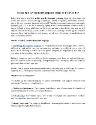 Mobile App Development Company_ Things To Peek Out For