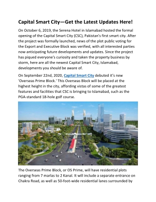 Capital Smart City—Get the Latest Updates Here!