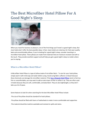 The Best Microfiber Hotel Pillow For A Good Night( 15-11-2022)