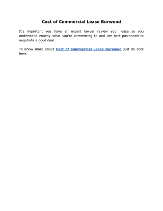 Cost of Commercial Lease Burwood