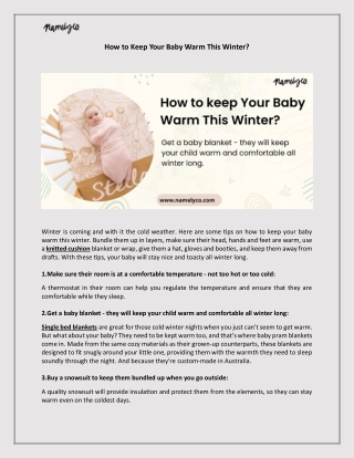 How to Keep Your Baby Warm This Winter