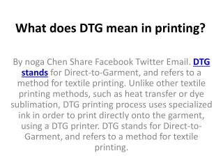 What does DTG mean in printing?