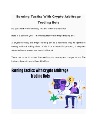 Earning Tactics With Crypto Arbitrage Trading Bots