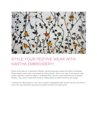Kantha Embroidery Motifs designs for This Festive Season