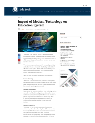 Impact of Modern Technology on Education System
