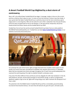 A desert Football World Cup blighted by a dust-storm of controversy