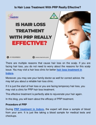 Is Hair Loss Treatment With PRP Really Effective