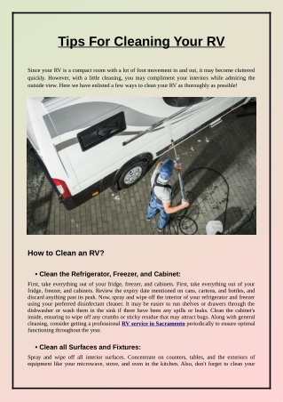 Tips For Cleaning Your RV