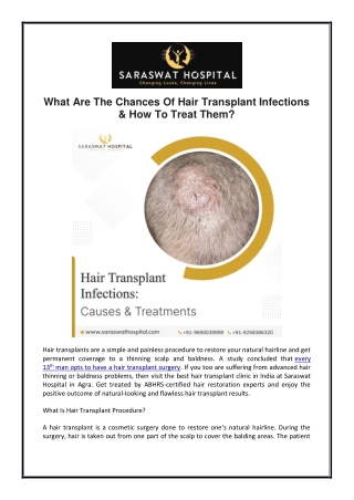 What Are The Chances Of Hair Transplant Infections & How To Treat Them?