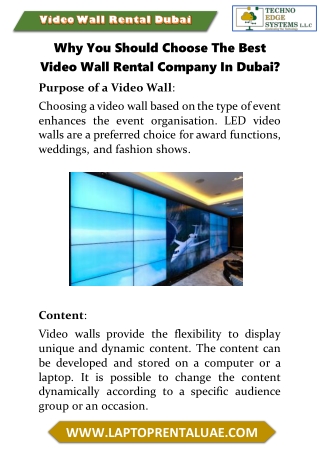 Why You Should Choose The Best Video Wall Rental In Dubai?