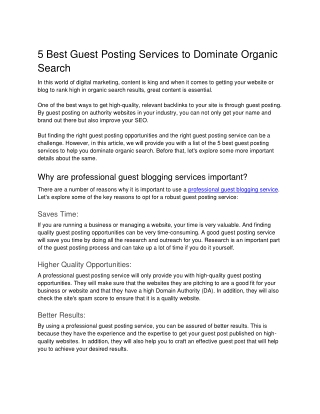 5 Best Guest Posting Services to Dominate Organic Search