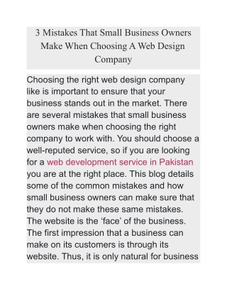 3 Mistakes That Small Business Owners Make When Choosing A Web Design Company