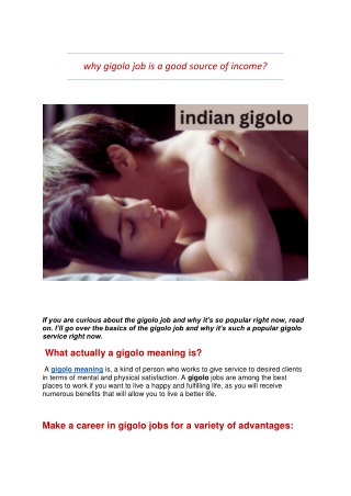 why gigolo job is a good source of income