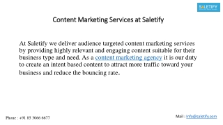 Content marketing service at saletify