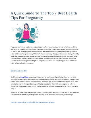 A Quick Guide To The Top 7 Best Health Tips For Pregnancy( 15-11-2022)