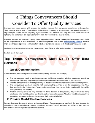 Top Things Conveyancers Must Do To Offer Best Services