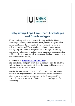 Babysitting Apps Like Uber  Advantages and Disadvantages