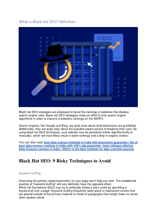 What is Black Hat SEO ? Definition