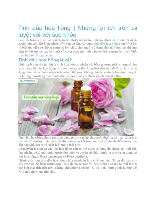 Tinh dầu hoa hồng | Những lợi ích trên cả tuyệt vời với sức khỏe