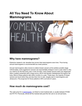 All You Need To Know About Mammograms