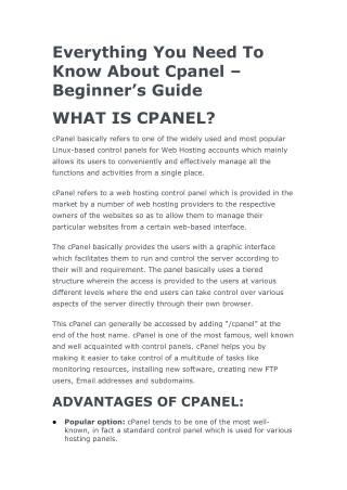 Everything You Need To Know About Cpanel – Beginners Guide Cpanel