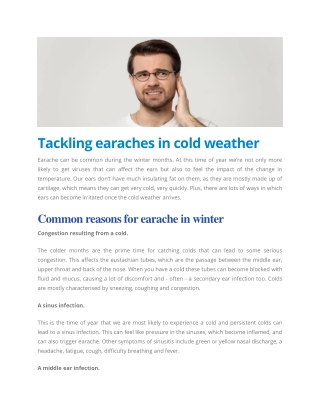 Tackling earaches in cold weather - Harley Street ENT Clinic
