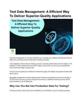 Test Data Management: A Efficient Way To Deliver Superior-Quality Applications