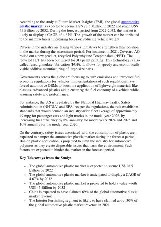 Automotive Plastics Market Size & Share | Industry Trends Analysis Report