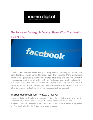 The Facebook Redesign is Coming! Here's What You Need to Look Out For - Iconic Digital