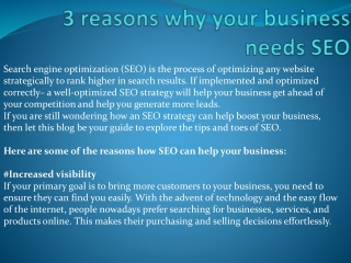 3 reasons why your business needs SEO