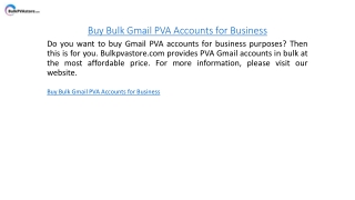Buy Bulk Gmail PVA Accounts for Business  Bulkpvastore.com